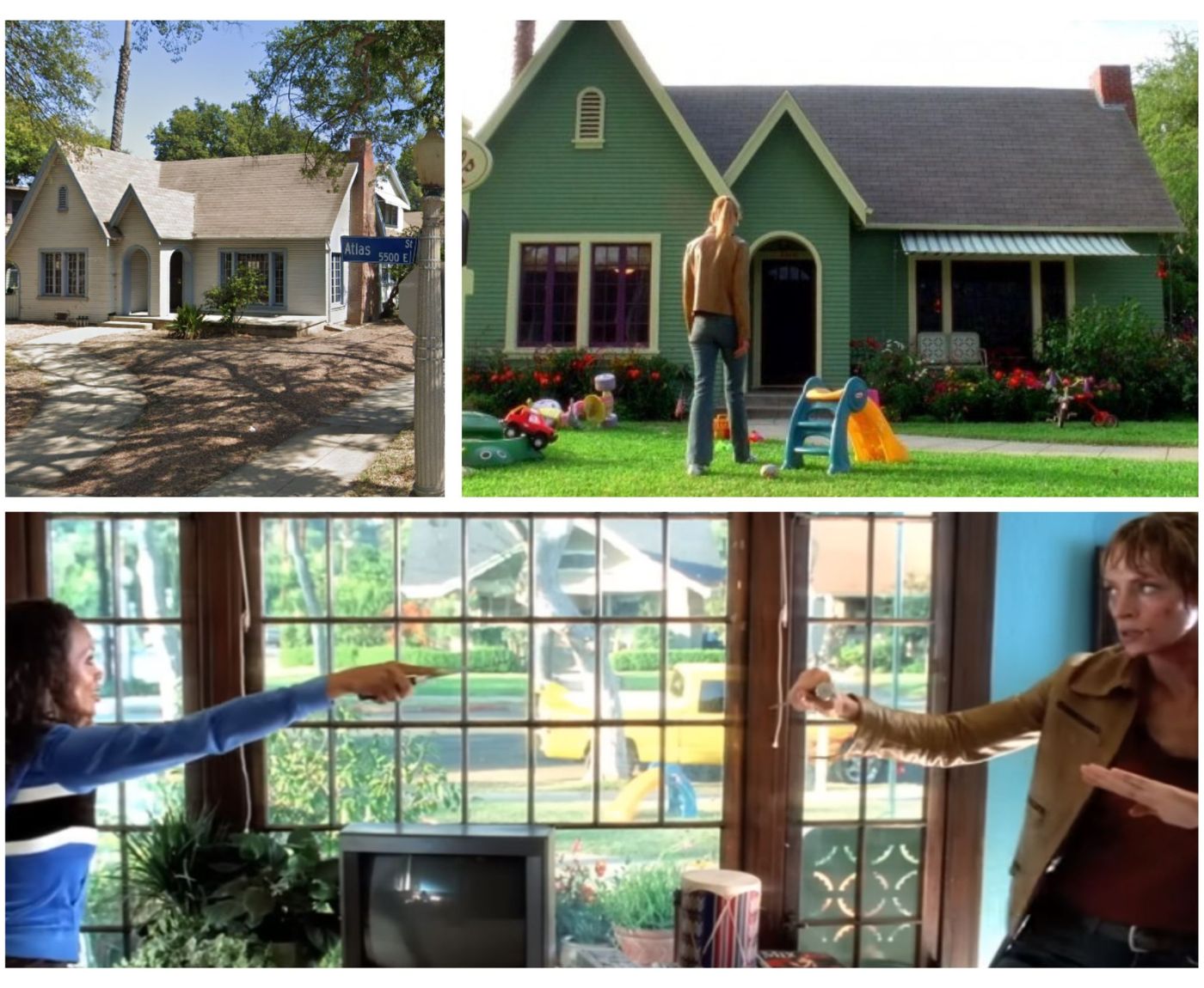 Koláž fotek domu v Los Angeles, kde se natáčela scéna filmu Kill Bill Volume 1