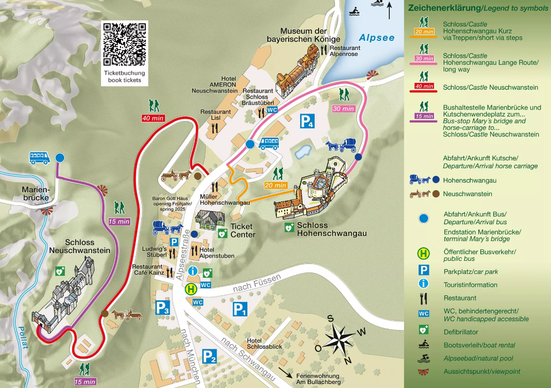 Mapa zámku Neuschwanstein.